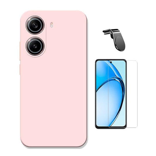 Kit Vidro Temperado Cleargorilasglass + Capa Proteção Silicone + Suporte Magnético L GIFT4ME Para Xiaomi Poco X7 Pro - Rosa