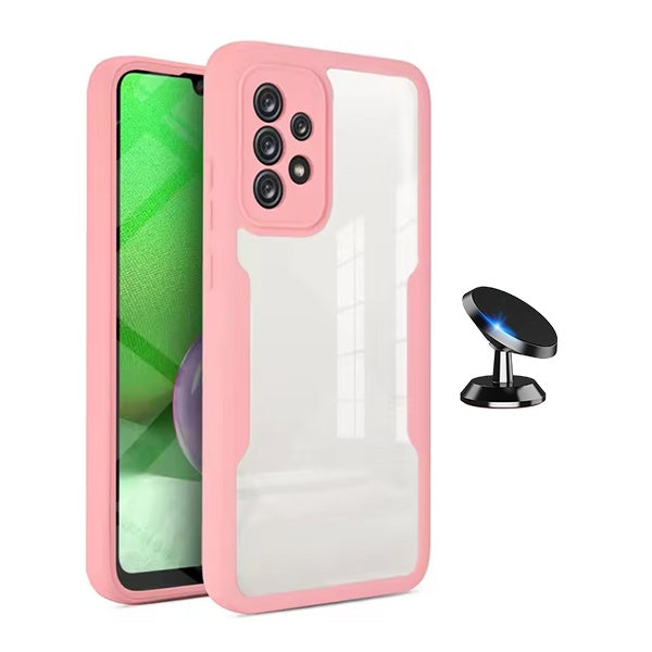 Kit Capa 360° Proteção Frente e Verso + Suporte Magnético Gift4Me Para Samsung Galaxy A52 - Rosa