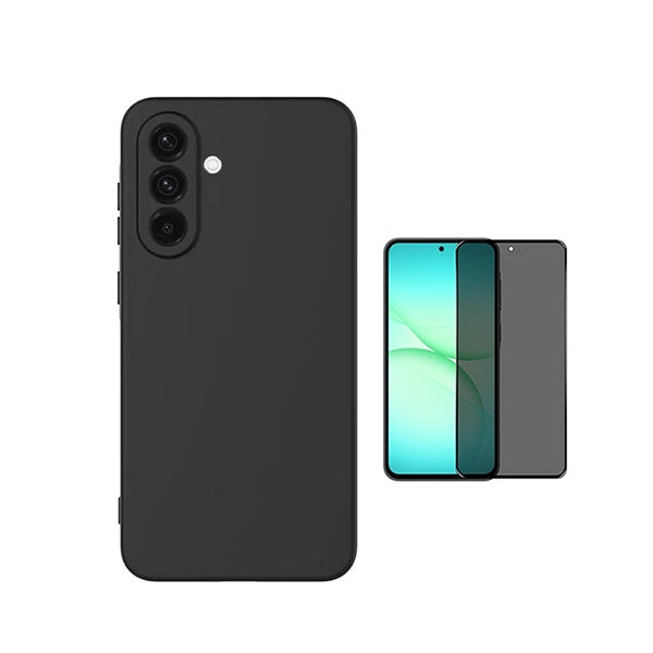 Kit Película de Vidro Temperado Privacidade + Capa Proteção Silicone GIFT4ME Para Samsung Galaxy A37 5G - Preto