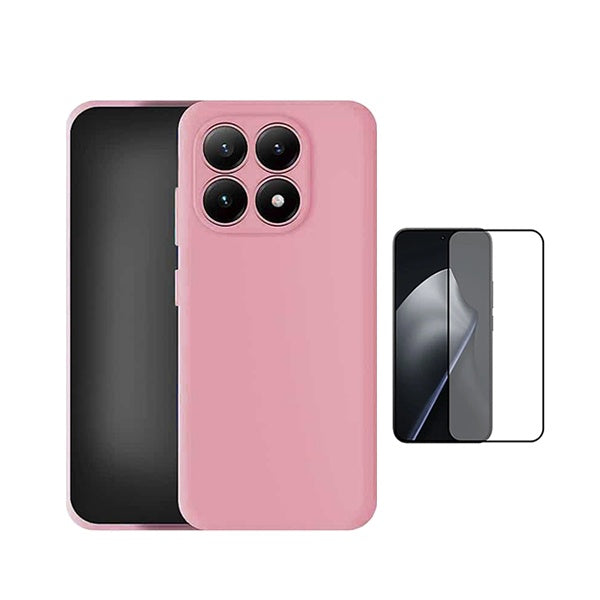 Kit Película de Vidro Temperado Gorilasglass + Capa Proteção Silicone GIFT4ME Para Xiaomi 17 5G - Rosa