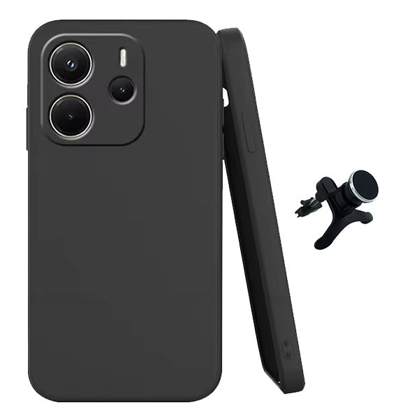 Kit Suporte Magnético Com Pernas + Capa Proteção Silicone GIFT4ME Para Xiaomi Redmi Note 14 5G - Preto