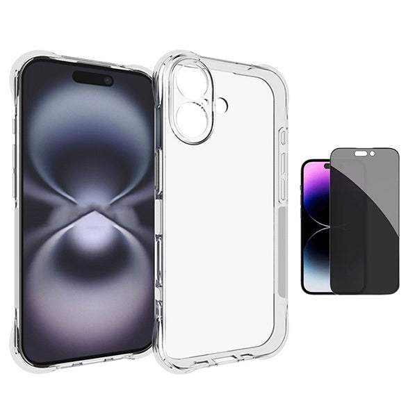 Kit Capa Super Proteção + Película de Vidro Temperado Privacidade GIFT4ME Para Apple iPhone 17 - Transparente