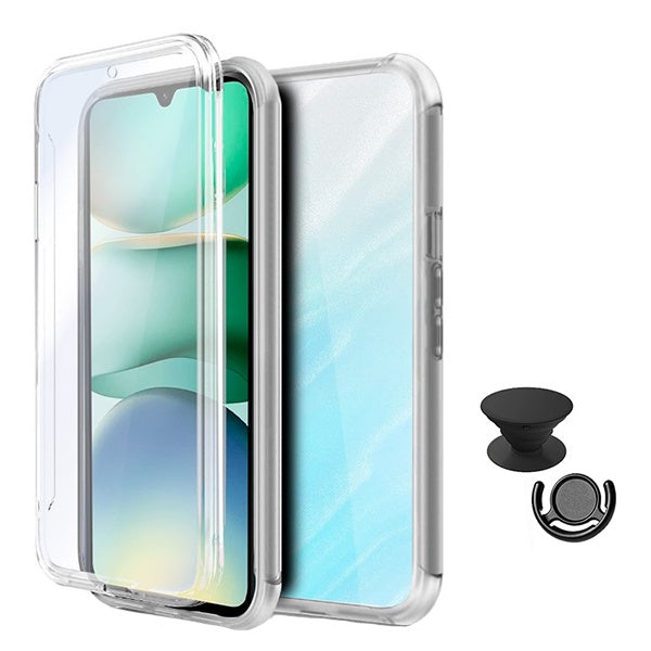 Kit Capa 360° Proteção Frente e Verso + 1 Handholder + 1 Suporte Handholder Preto GIFT4ME Para Xiaomi Redmi A5 4G - Transparente/Preto