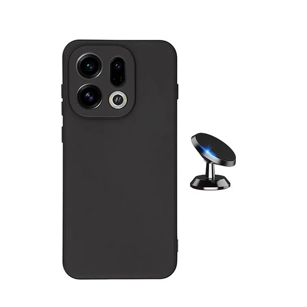 Kit Suporte Magnético + Capa Proteção Silicone GIFT4ME Para Oppo Find X9 - Preto