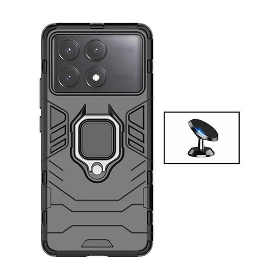 Kit Suporte Magnético + Capa de Proteção Militar Magnética GIFT4ME para Xiaomi Poco X6 Pro - Preto