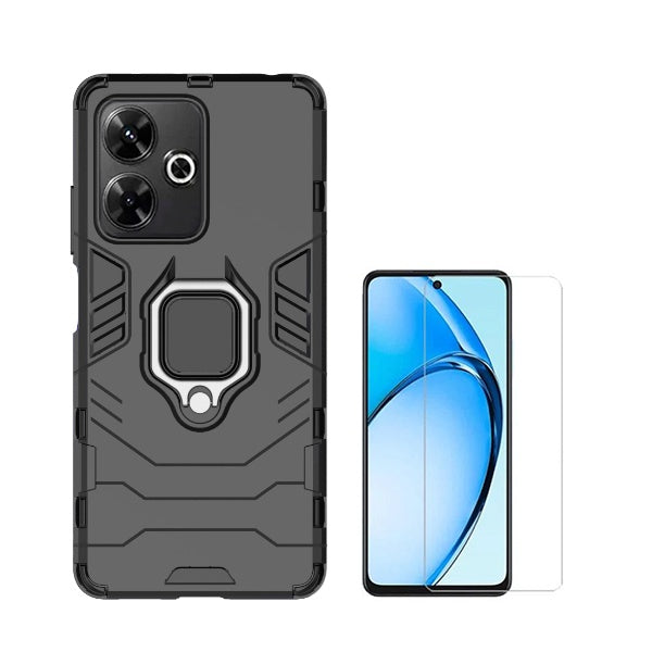 Kit Vidro Temperado Cleargorilasglass + Capa de Proteção Militar Magnética GIFT4ME Compativel Com Xiaomi Redmi 13 - Preto