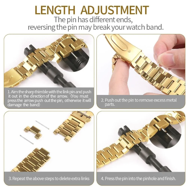 Bracelete de Aço + Ferramenta GIFT4ME Para Amazfit Balance 2 - Ouro
