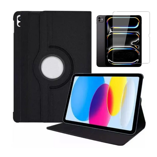 Kit Capa Proteção Rotativa 360 + Película de Vidro Temperado Gorilasglass GIFT4ME Compativel Com Apple Apple iPad Pro 13 (2024) - Preto