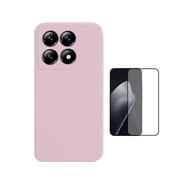 Kit Película de Vidro Temperado Gorilasglass + Capa Proteção Silicone GIFT4ME Para Xiaomi 15T 5G - Rosa