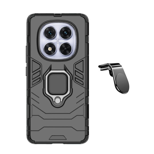 Kit Suporte de Carro Magnético L + Capa de Proteção Militar Magnética Gift4Me Para Xiaomi Redmi Note 14 Pro - Preto