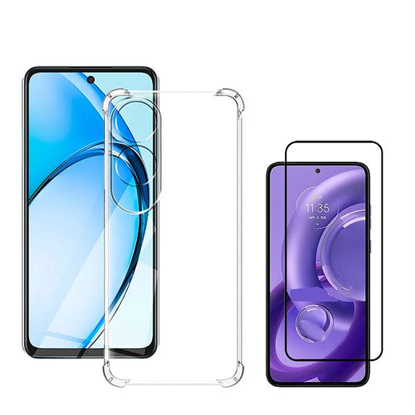 Kit Capa Traseira Super Proteção Transparente + Película de Vidro Temperado Gorilasglass GIFT4ME Compativel Com Oppo A60 - Transparente