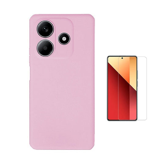 Kit Vidro Temperado Cleargorilasglass + Capa Proteção Silicone Gift4Me Para Xiaomi Redmi Note 14 - Rosa