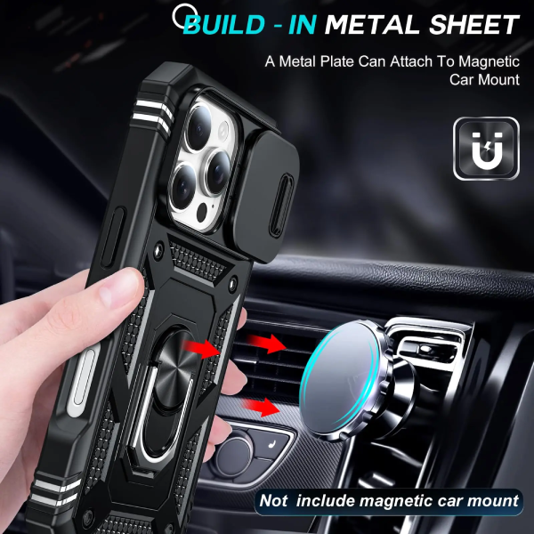 Kit Película Protectora de Hydrogel Frente + Capa de Proteção Militar Magnética Janela + Suporte Magnético GIFT4ME Para Apple iPhone 17 Pro - Preto