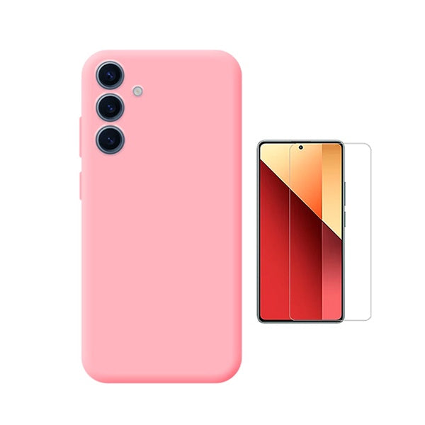Kit Vidro Temperado Cleargorilasglass + Capa Proteção Silicone GIFT4ME Para Samsung Galaxy S25 FE 5G - Rosa