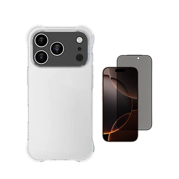 Kit Capa Super Proteção + Película de Vidro Temperado Privacidade GIFT4ME Para Apple iPhone 18 Pro Max - Transparente