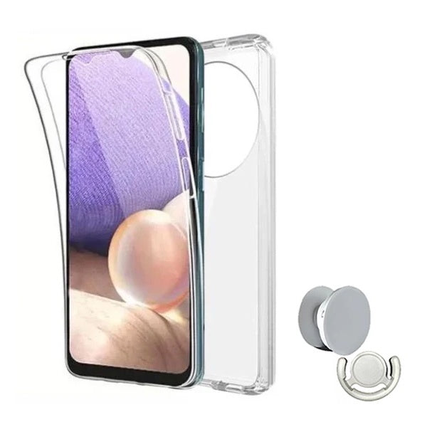 Kit Capa 360° Proteção Frente e Verso + 1 Handholder + 1 Suporte Handholder Branco GIFT4ME Para Xiaomi Poco X7 - Transparente/Branco
