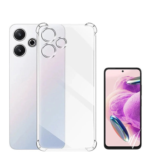 Kit Capa Traseira Super Proteção + Película de Hydrogel Frente Transparente GIFT4ME Compativel Com Xiaomi Redmi 13 - Transparente