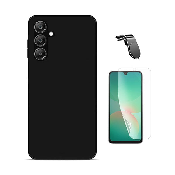 Kit Película Protectora de Hydrogel Frente + Capa Proteção Silicone + Suporte Magnético L GIFT4ME Para Samsung Galaxy A17 - Preto