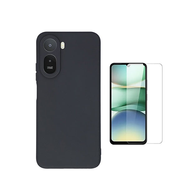 Kit Vidro Temperado Cleargorilasglass + Capa Proteção Silicone GIFT4ME Para Xiaomi Redmi A7 Pro - Preto