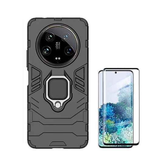 Kit Película de Vidro Temperado GOrilasGlass Curvado + Capa de Proteção Militar Magnética GIFT4ME para Xiaomi 14 Ultra - Preto