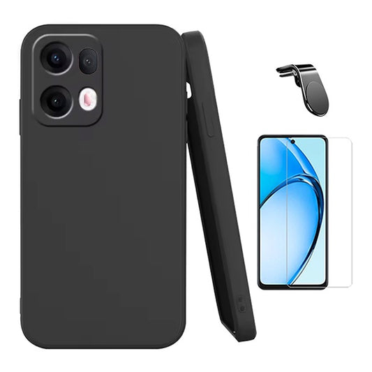 Kit Vidro Temperado Cleargorilasglass + Capa Proteção Silicone + Suporte Magnético L GIFT4ME Para Oppo Reno13 Pro - Preto