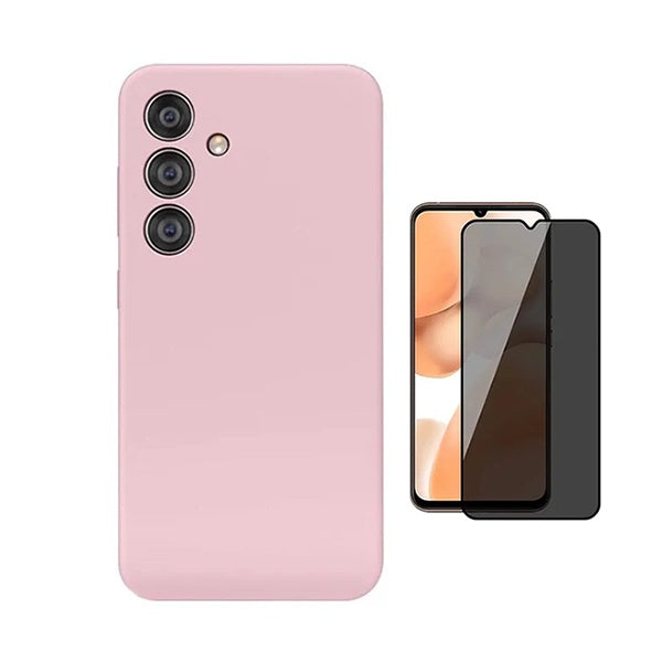 Kit Película de Vidro Temperado Privacidade + Capa Proteção Silicone GIFT4ME Para Samsung Galaxy A17 5G - Rosa