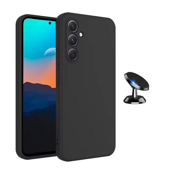 Kit Suporte Magnético + Capa Proteção Silicone Gift4Me Para Samsung Galaxy A56 - Preto