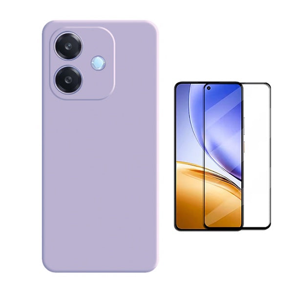 Kit Película de Vidro Temperado Gorilasglass + Capa Proteção Silicone GIFT4ME Para Oppo A5 Pro 4G - Roxo