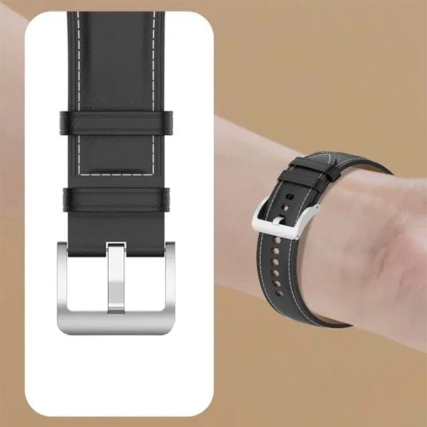 Bracelete Couro e Silicone Premium GIFT4ME Para Coros Apex 2 Pro - Preto