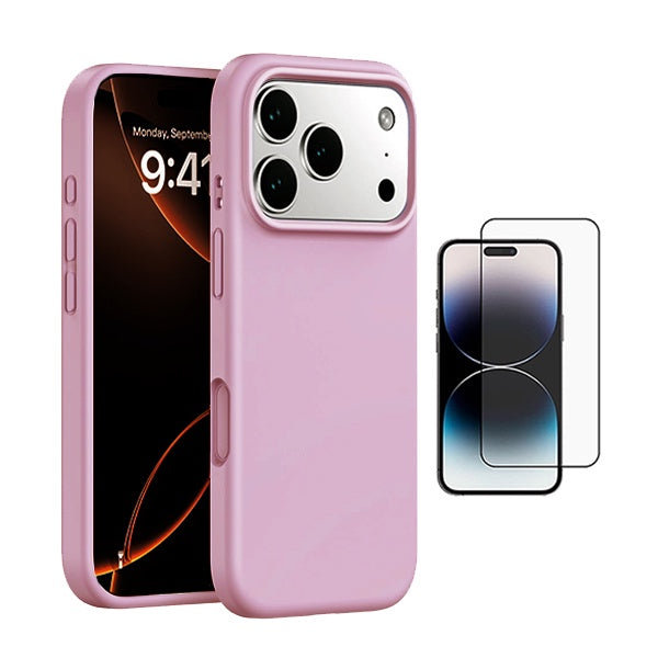 Kit Película de Vidro Temperado Gorilasglass + Capa Proteção Silicone GIFT4ME Para Apple iPhone 17 Pro Max - Rosa