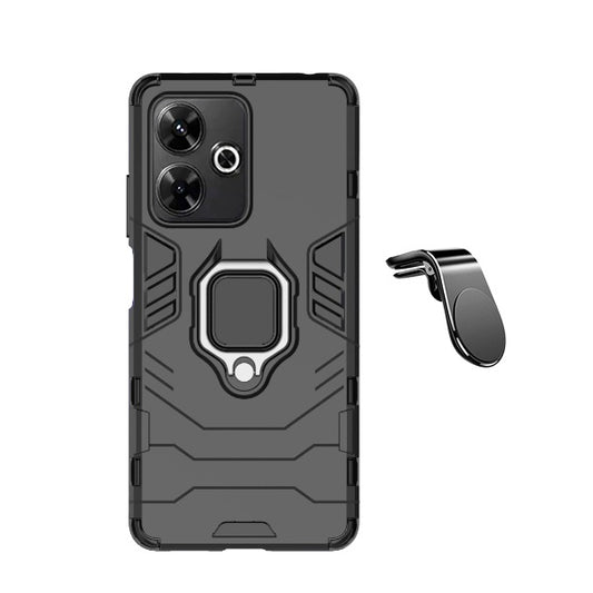 Kit Suporte de Carro Magnético L + Capa de Proteção Militar Magnética GIFT4ME Compativel Com Xiaomi Redmi 13 - Preto