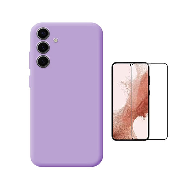 Kit Película de Vidro Temperado Gorilasglass + Capa Proteção Silicone GIFT4ME Para Samsung Galaxy S25 FE - Roxo
