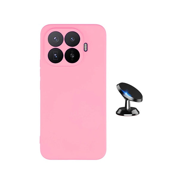 Kit Suporte Magnético + Capa Proteção Silicone GIFT4ME Para Xiaomi 17T 5G - Rosa