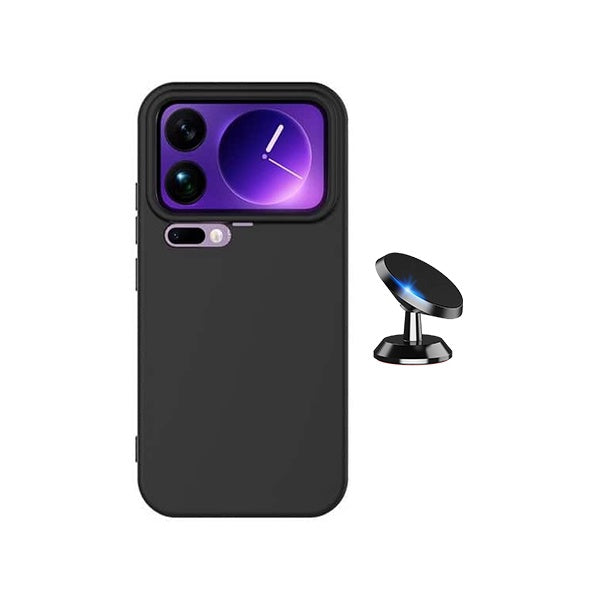 Kit Suporte Magnético + Capa Proteção Silicone GIFT4ME Para Xiaomi 17 Pro 5G - Preto