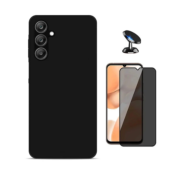 Kit Película de Vidro Temperado Privacidade + Capa Proteção Silicone + Suporte Magnético GIFT4ME Para Samsung Galaxy A17 5G - Preto