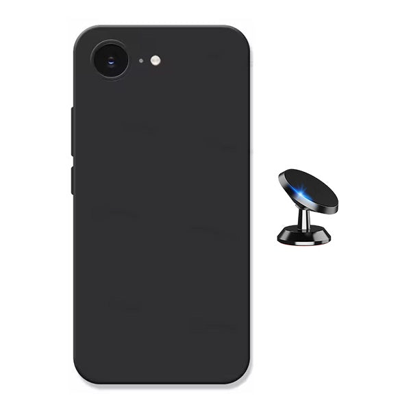 Kit Suporte Magnético + Capa Proteção Silicone GIFT4ME Para Apple iPhone 16e - Preto