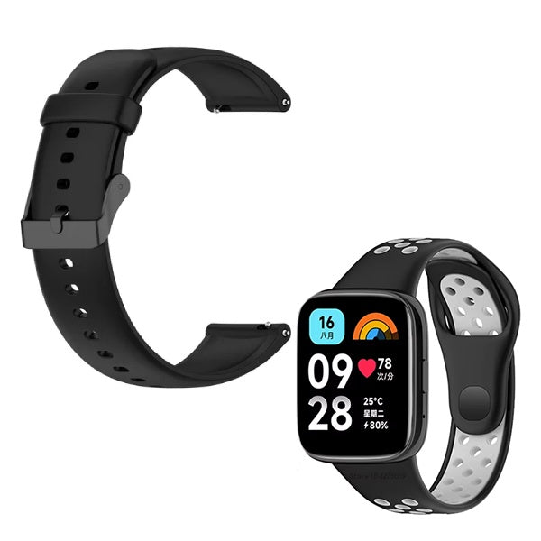 Kit Bracelete Silicone Com Fivela + Desportiva Gift4Me Para Garmin Venu Sq 2 - Preto / Preto Cinza