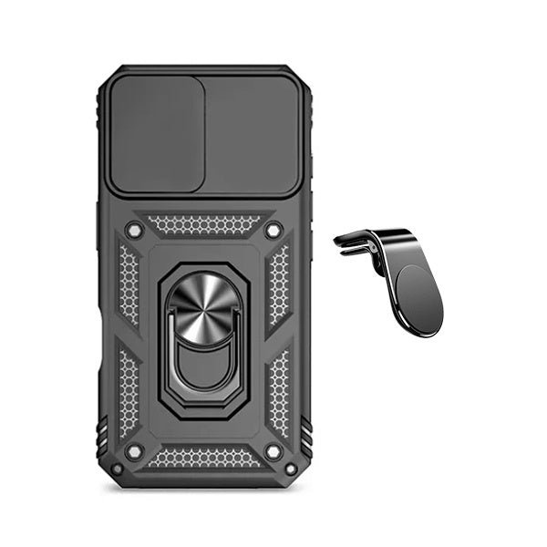 Kit Suporte de Carro Magnético L + Capa de Proteção Militar Magnética Janela Deslizante GIFT4ME Para Apple iPhone 17 Pro Max - Preto
