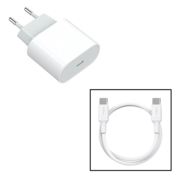 Kit Base de Carregador Type C Fastcharge 20w + Cabo de Carregamento Type C - Type C 60w GIFT4ME Para Apple iPhone 16 - Branco