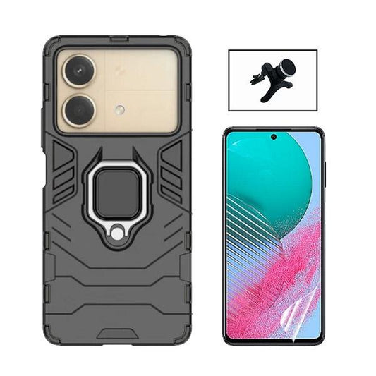 Kit Película ProtectOra de Hydrogel Frente + Capa de Proteção Militar Magnética + Suporte Magnético Com Pernas GIFT4ME para Xiaomi Poco X6 Neo - Preto