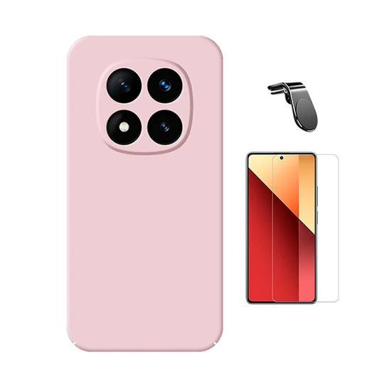 Kit Vidro Temperado Cleargorilasglass + Capa Proteção Silicone + Suporte Magnético L Gift4Me Para Xiaomi Redmi Note 14 Pro - Rosa