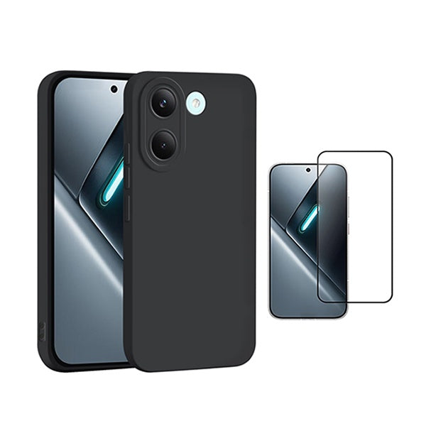 Kit Película de Vidro Temperado Gorilasglass + Capa Proteção Silicone GIFT4ME Para Xiaomi Poco X8 Pro 5G - Preto