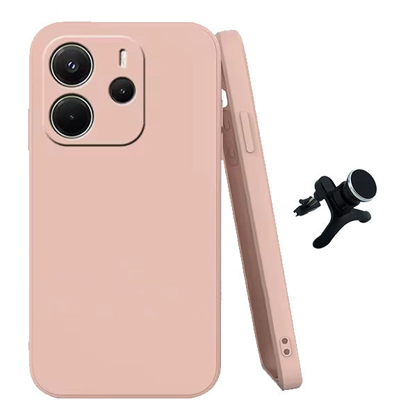 Kit Suporte Magnético Com Pernas + Capa Proteção Silicone GIFT4ME Para Xiaomi Redmi Note 14 5G - Rosa
