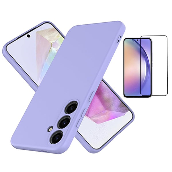 Kit Película de Vidro Temperado Gorilasglass + Capa Proteção Silicone Gift4Me Para Samsung Galaxy A36 - Roxo