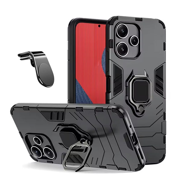 Kit Suporte de Carro Magnético L + Capa de Proteção Militar Magnética Gift4Me Para Xiaomi Redmi Note 14 - Preto