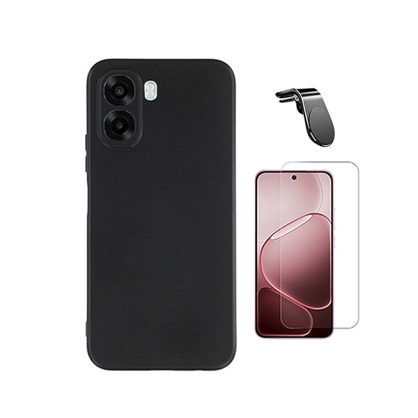 Kit Vidro Temperado Cleargorilasglass + Capa Proteção Silicone + Suporte Magnético L GIFT4ME Para Oppo A6x - Preto