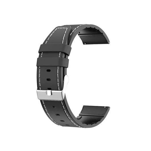 Bracelete Couro e Silicone Premium Gift4Me Para Garmin Forerunner 55 - Preto