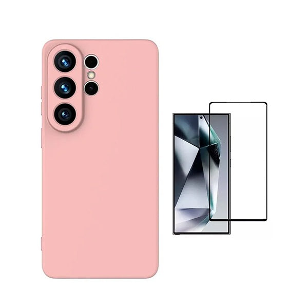 Kit Película de Vidro Temperado Gorilasglass + Capa Proteção Silicone GIFT4ME Para Samsung Galaxy S26 Ultra - Rosa