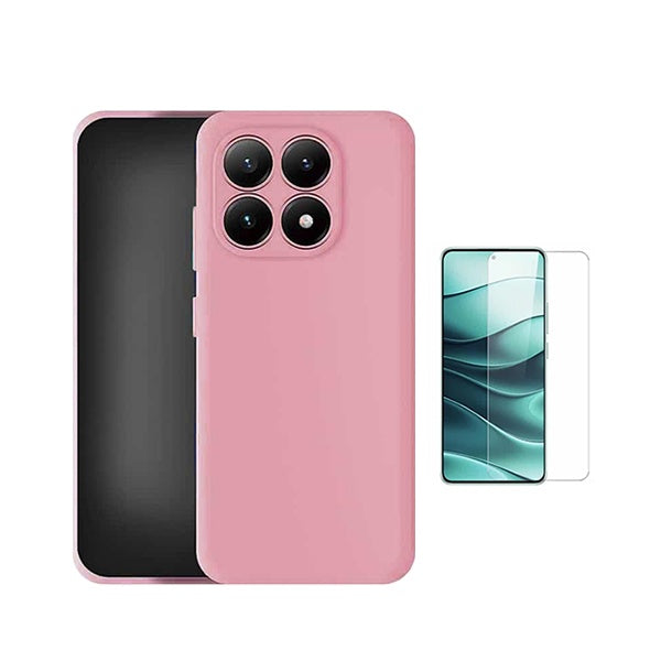 Kit Vidro Temperado Cleargorilasglass + Capa Proteção Silicone GIFT4ME Para Xiaomi 17 5G - Rosa