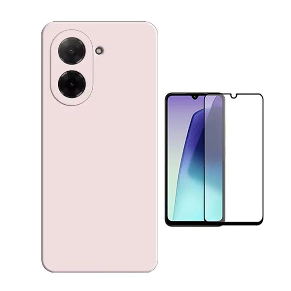 Kit Película de Vidro Temperado Gorilasglass + Capa Proteção Silicone GIFT4ME Para Xiaomi Redmi A5 4G - Rosa